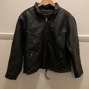 Vintage MOB black 100% cowhide leather motorcycle jacket